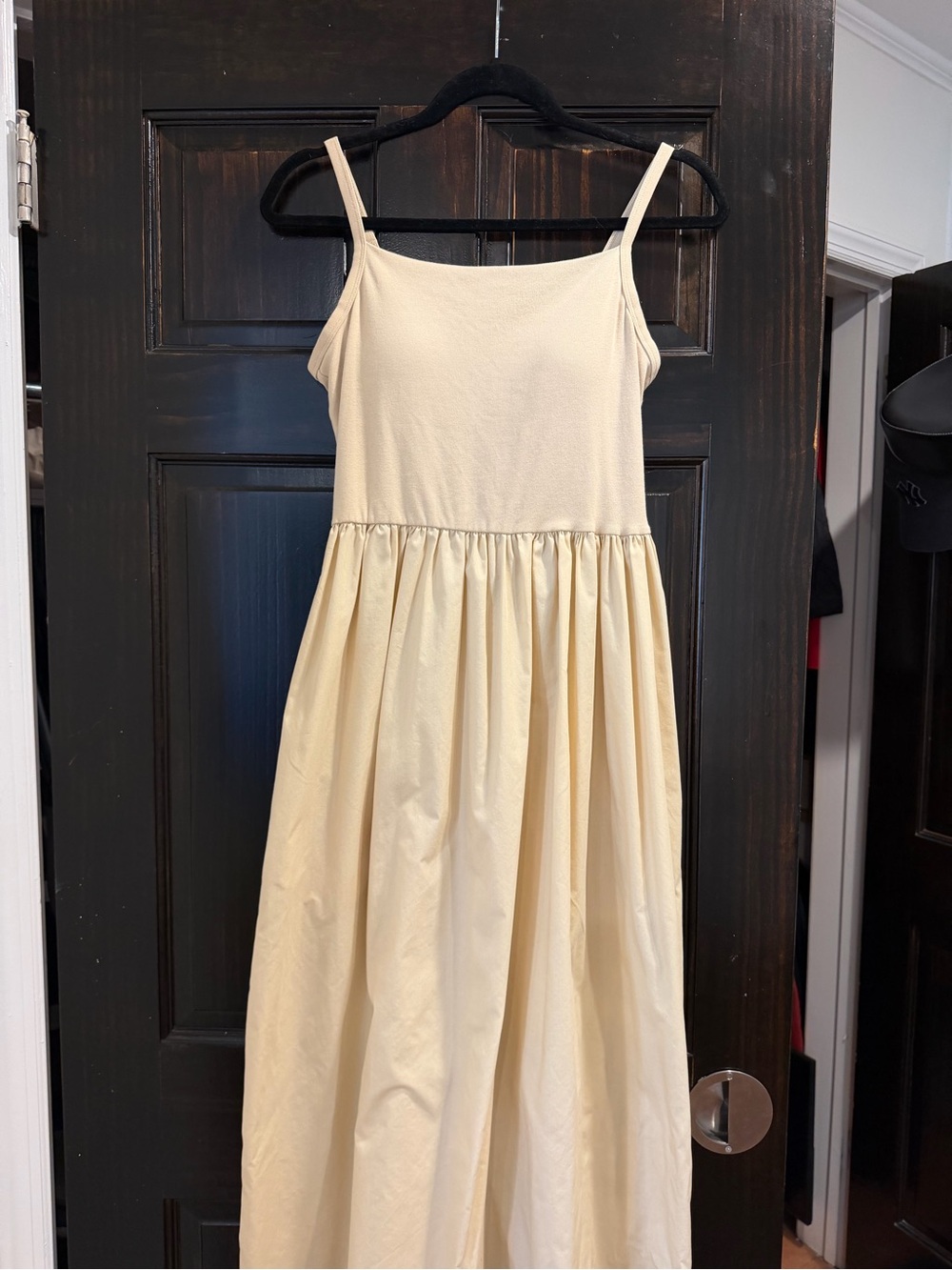 Cream Spaghetti Strap Maxi Dress with Built in Bra